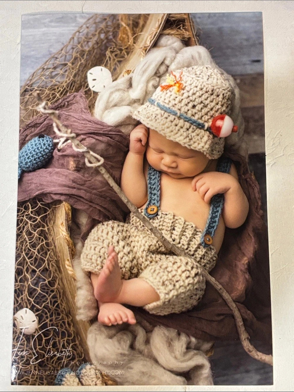 Crocheted Baby Fishing Outfit Photo Prop Set